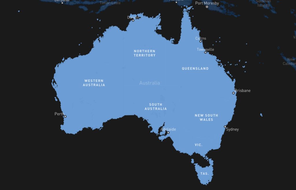 Starlink availability map for Australia